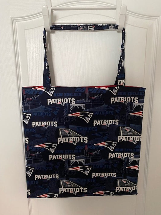 Handmade Lined Large Size New England Patriots Tote Bag