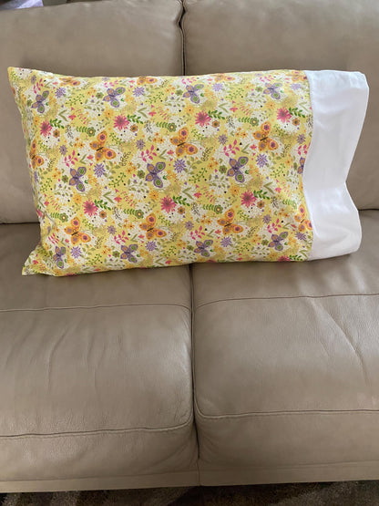 Handmade Standard/Queen Size Flannel Pillowcase Patterned Trap Butterfly