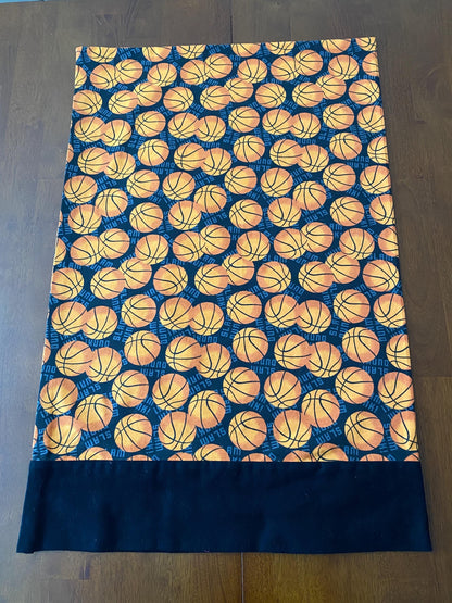 Handmade Standard/Queen Size Flannel Pillowcase Basketballs